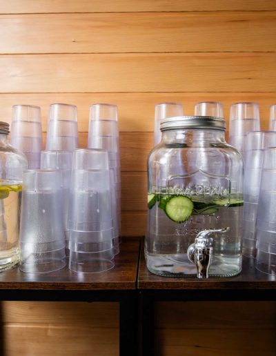 lemon and lime water in big jugs