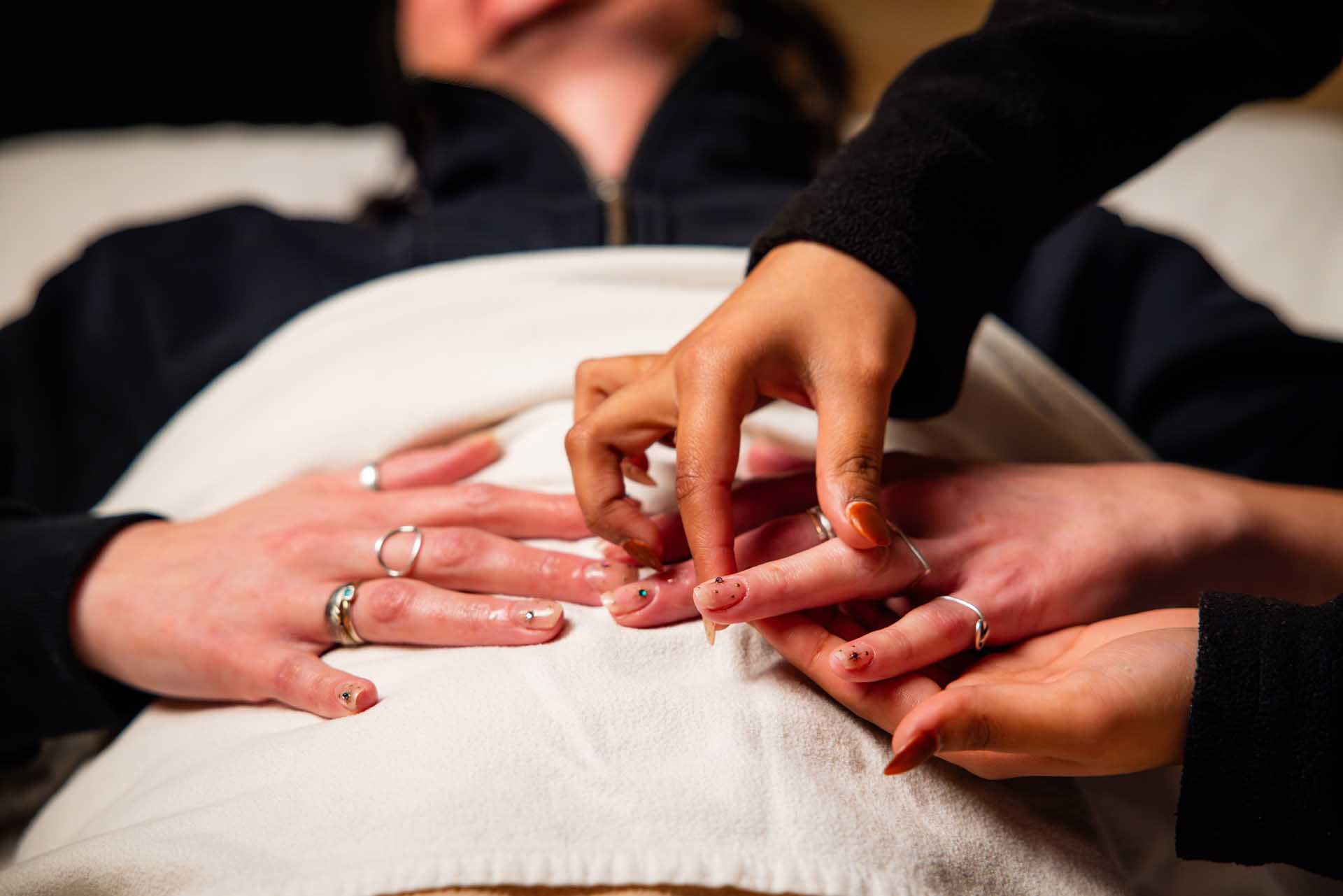 person having a nail treatment