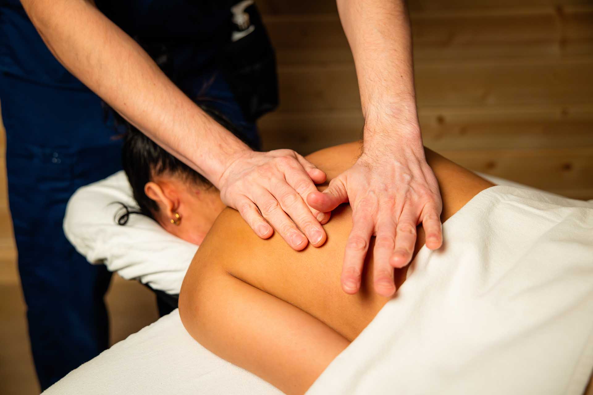 person having deep tissue massage