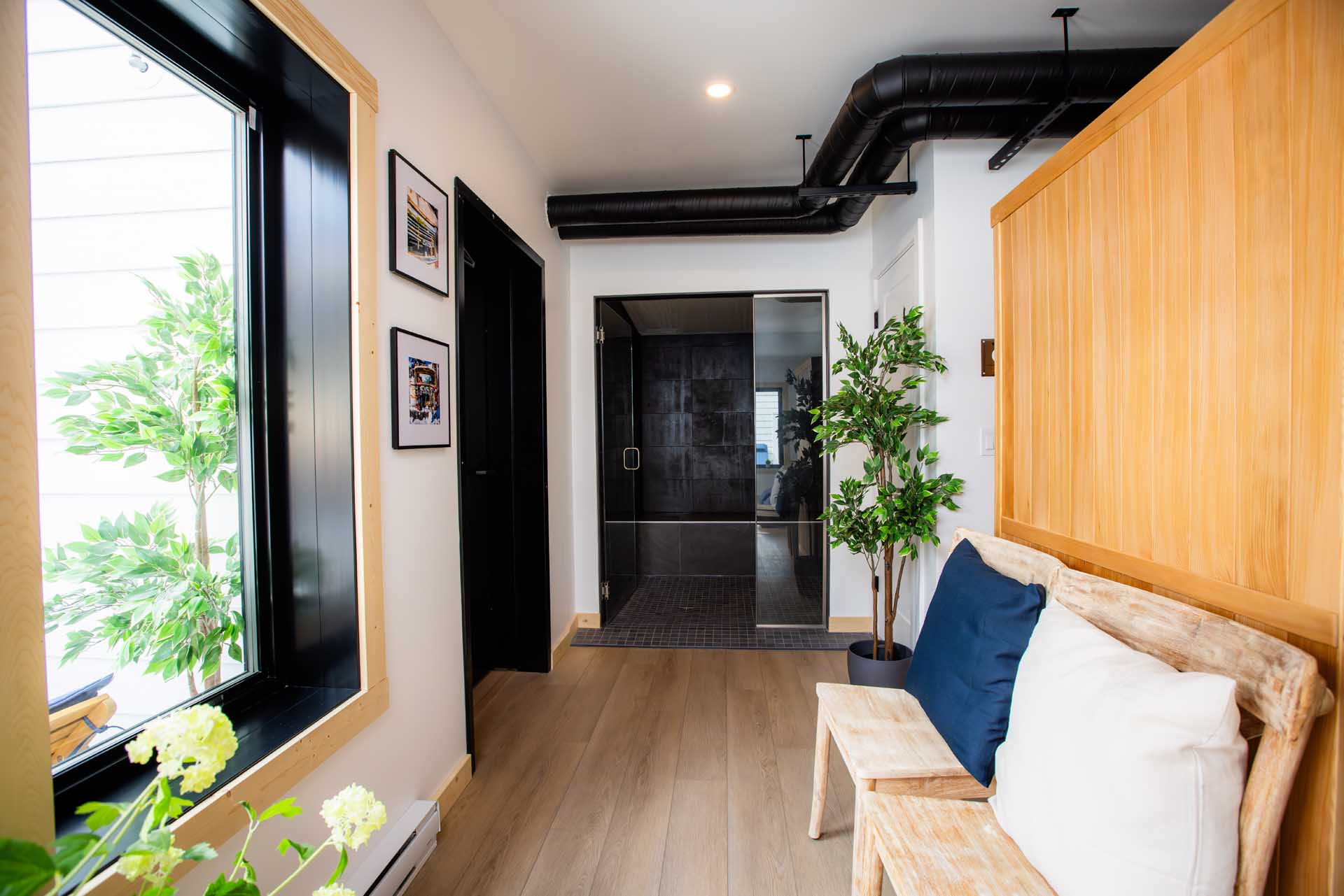 lobby leading to a sauna room